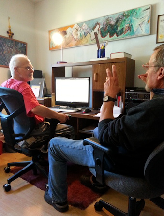 Alec Clayton and John Knold working on Bluebird Song